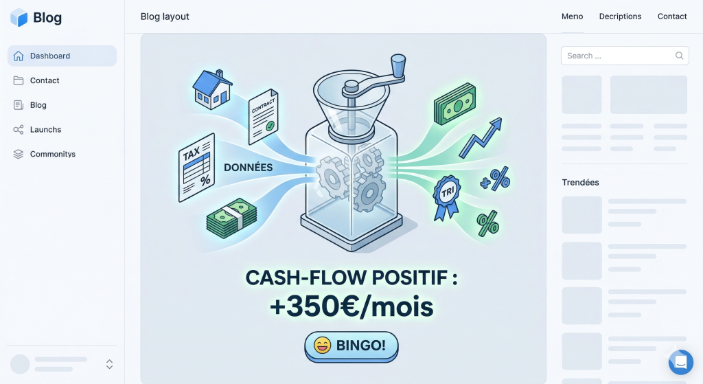 Comment Calculer la Rentabilité d’un Investissement Locatif ? 2 Simulateur de cash-flow positif pour calculer la rentabilité d'un investissement locatif - Illustration du calcul de performance immobilière.