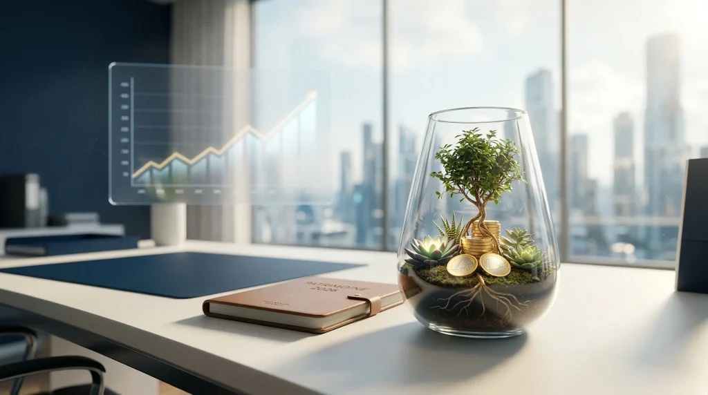 Guide Abattement Assurance-Vie 2026 : Optimisez votre Fiscalité ! 1 Concept de croissance du patrimoine 2026 avec pièces d'or et graphique pour illustrer l'abattement assurance-vie.