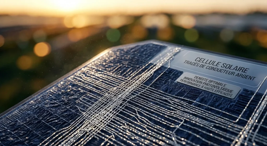 Investir dans l'Argent en 2026 : Fiscalité, Stratégies et Guide Complet 6 Usage industriel de l'argent métal : tracé conducteur en argent sur une cellule solaire photovoltaïque.