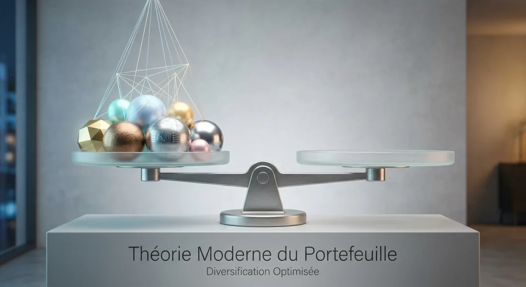 Covariance en Finance : Le Guide Complet pour Optimiser le Risque de votre Portefeuille 2 Représentation visuelle de la Théorie Moderne du Portefeuille (MPT) de Harry Markowitz pour une diversification optimisée.