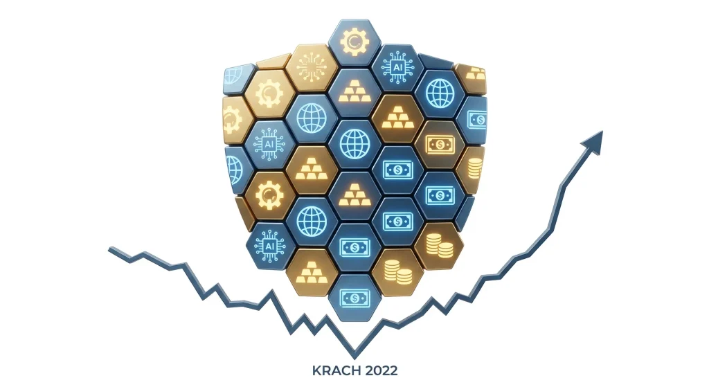 Portefeuille Antifragile : Le Guide pour Allier Performance et Sérénité 9 Icône de l'allocation d'actifs antifragile : bouclier de diversification (tech, or, cash) protégeant le capital contre un krach boursier.