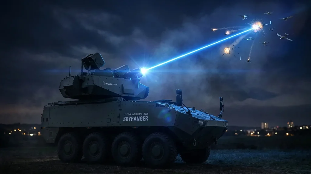 Action Lumibird (LBIRD) : Faut-il investir en 2026 ? Analyse Complรจte 2 Systรจme laser anti-drone Skyranger de Rheinmetall utilisant la technologie photonique de prรฉcision Lumibird.