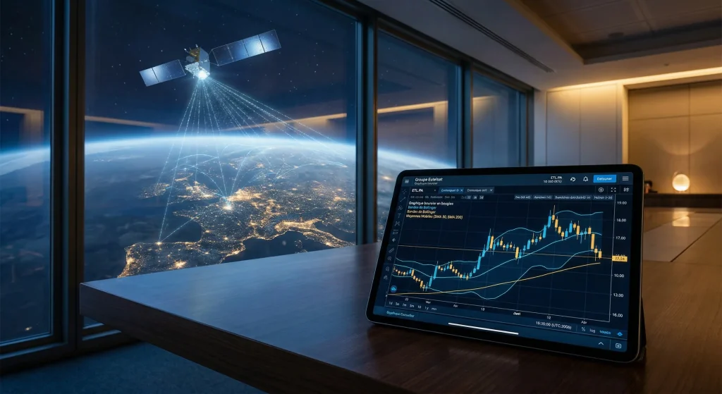 Avis Action Eutelsat 2026 : Faut-il Acheter ou Fuir le Gรฉant des Satellites ? 1 Analyse graphique de l'action Eutelsat en 2026 sur tablette avec satellite en orbite basse.