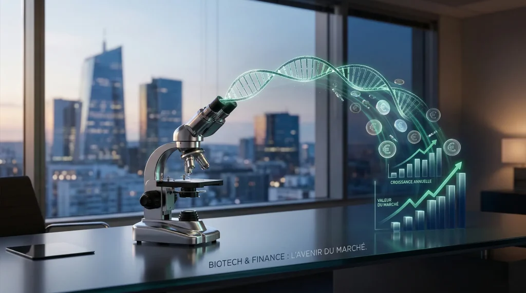 Action Genfit en 2026 : Analyse, Perspectives et Avis 1 Illustration conceptuelle du pivot de Genfit montrant la transformation de la recherche biotech en croissance financiรจre annuelle.