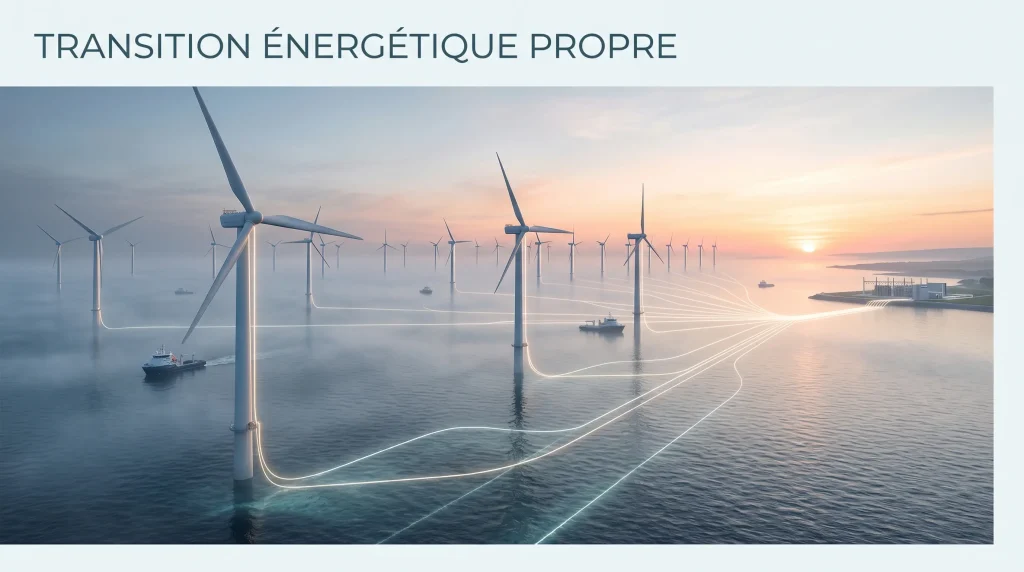 Action Nexans (NEX.PA) : Faut-il Investir en 2026 ? Analyse, Dividende et Avis 13 Parc รฉolien offshore connectรฉ par des cรขbles sous-marins Nexans haute tension pour une transition รฉnergรฉtique propre.